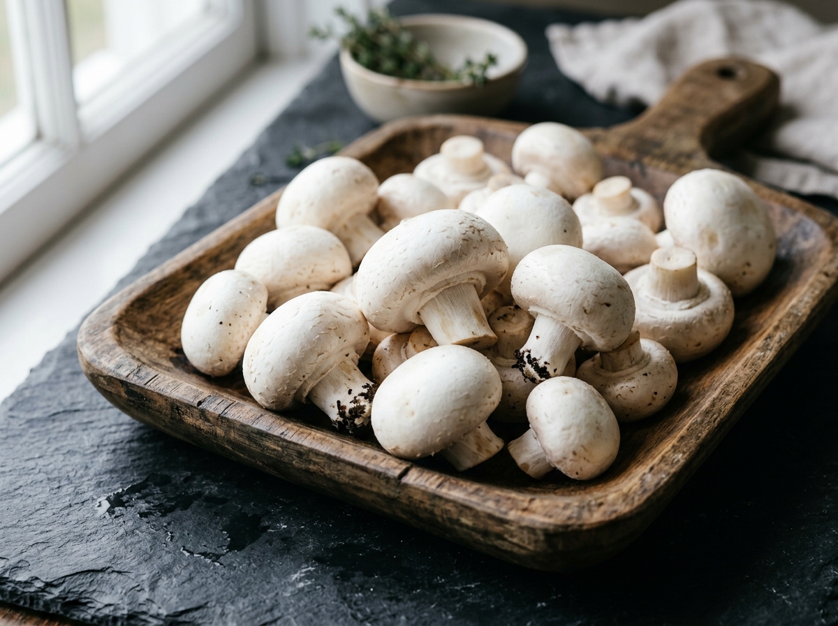 Fresh Button Mushrooms (Agaricus bisporus)
